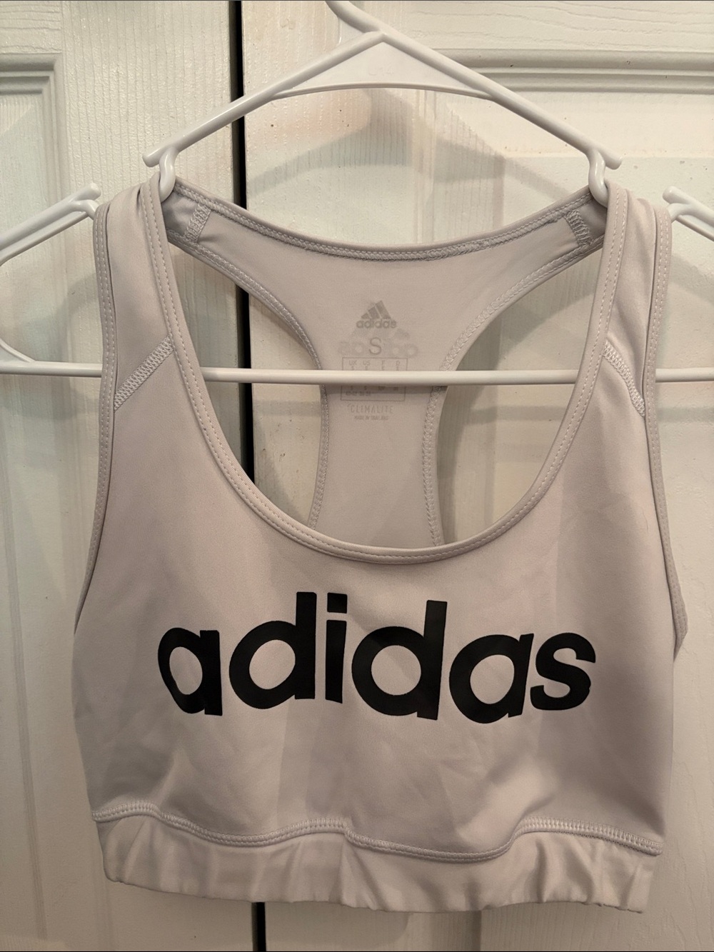 Adidas Light Gray Sports Bra with Black Logo